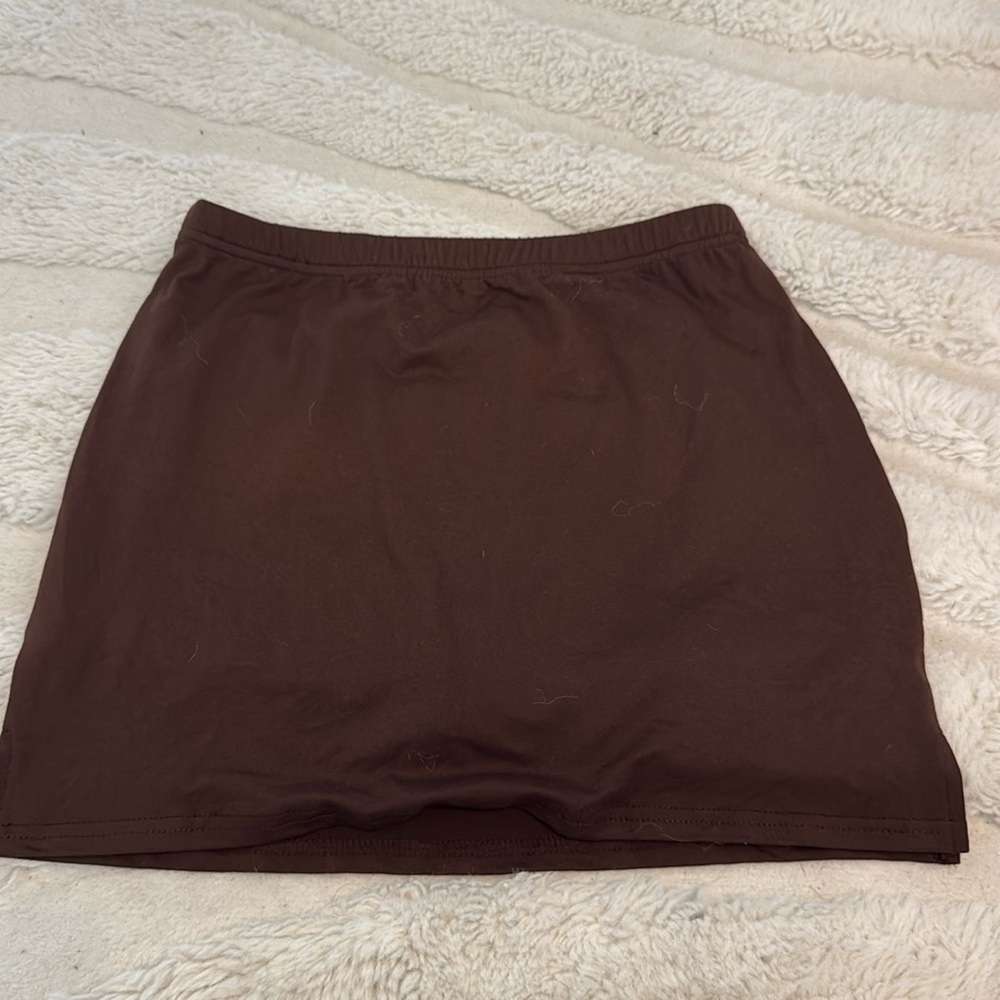 Brown Stretchy Mini Skort